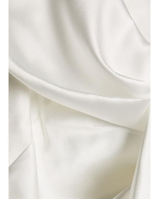 Solace London White Davina One-Shoulder Faille Gown
