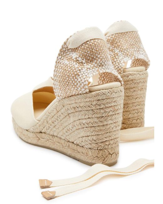 Castaner Natural Castañer Chiara 80 Canvas Wedge Espadrilles