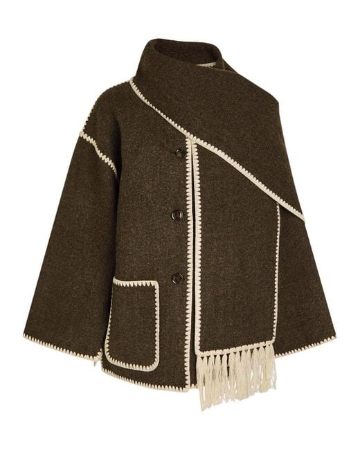 Totême Brown Scarf-Effect Wool-Blend Jacket