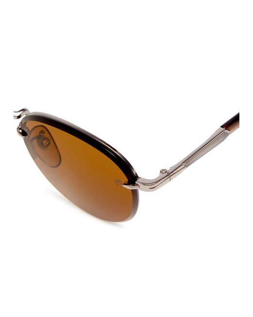 David Beckham Brown Rimless Round-Frame Sunglasses for men