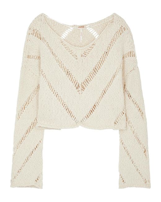 Free People Natural Hayley Open-knit Cotton Jumper