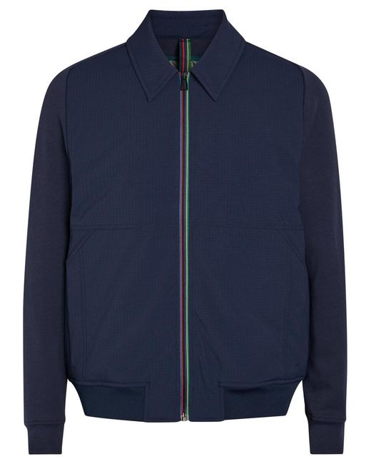 Paul Smith Blue Mixed Media Quilted Shell And Jersey Jacket for men