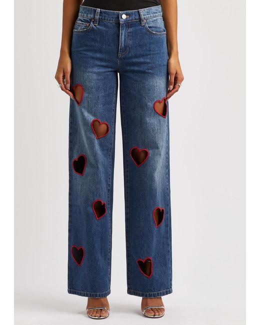 Alice + Olivia Blue Alice + Olivia Karrie Heart Cut-out Straight-leg Jeans