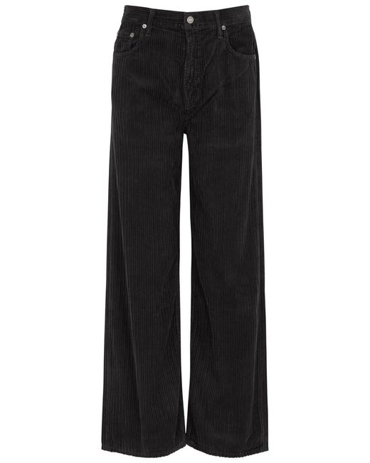 Agolde Black Slung Wide-leg Corduroy Jeans