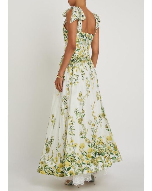 Alice + Olivia White Haven Floral Cotton And Silk-Blend Maxi Dress