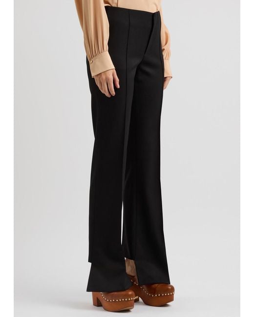 Chloé Black Flared Stretch-Wool Trousers