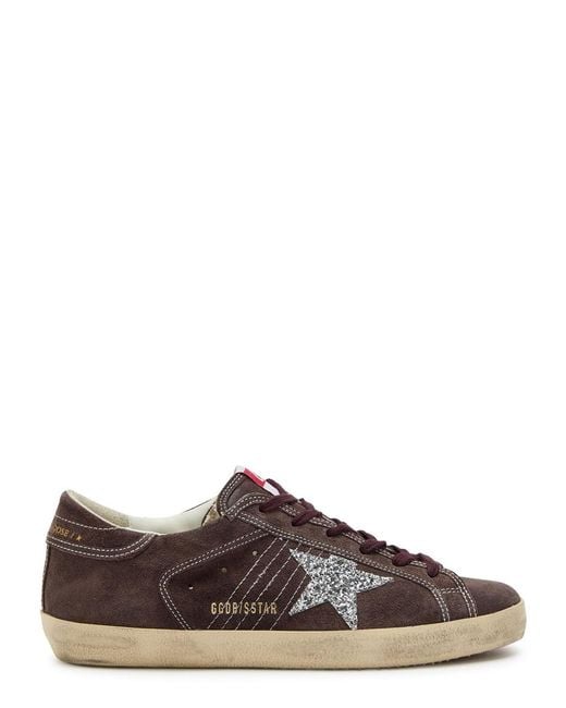Golden Goose Deluxe Brand Brown Super-Star Glittered Suede Sneakers