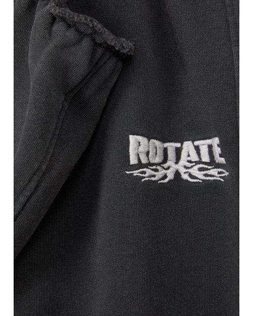 ROTATE SUNDAY Black Enzyme Logo-embroidered Cotton Sweatpants
