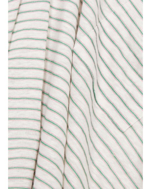 FRAME White Striped Linen T-Shirt