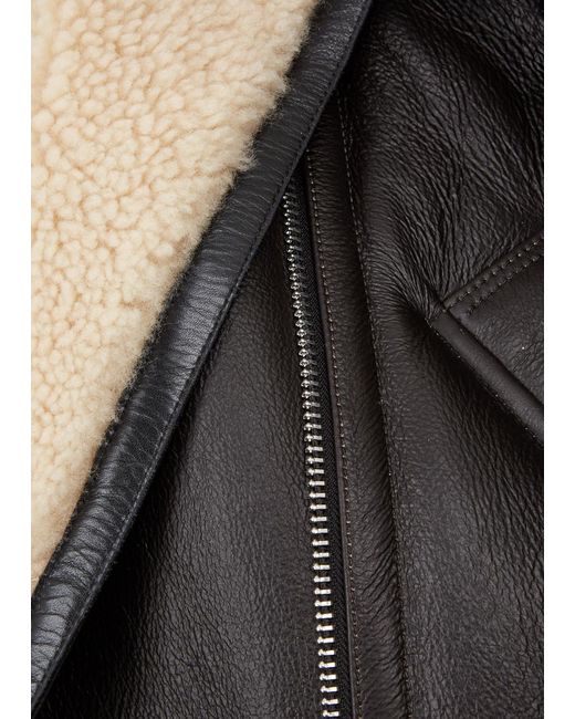 Acne Black Shearling-trimmed Leather Jacket
