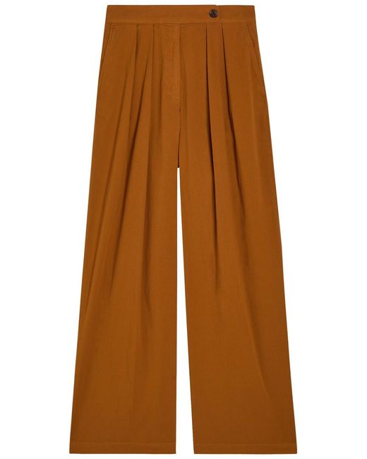 Dries Van Noten Brown Pamplona Wide-Leg Stretch-Cotton Poplin Trousers