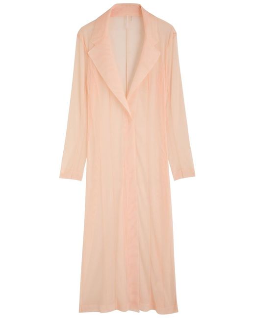 Norma Kamali Pink Single-Breasted Mesh Coat