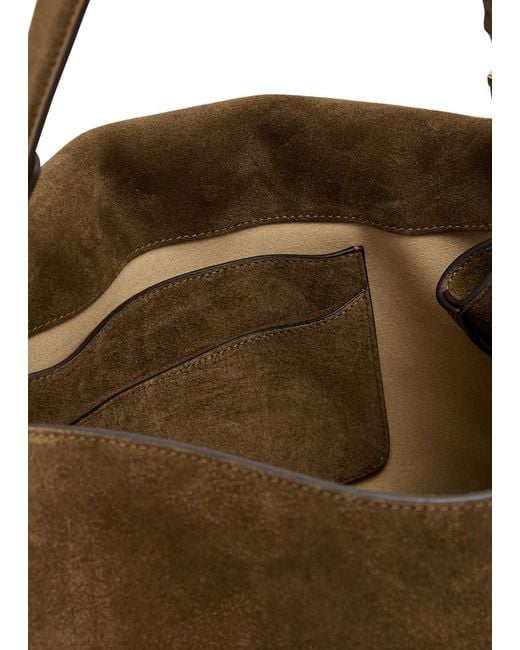 Totême Brown T-Lock Suede Top Handle Bag