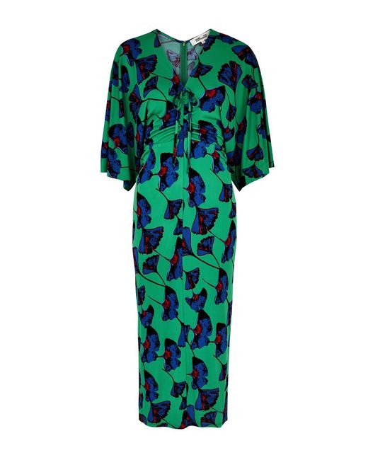 Diane von Furstenberg Green Valerie Floral-print Jersey Midi Dress