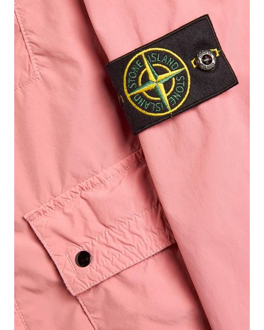 Stone Island Pink Hooded Poplin Jacket for men