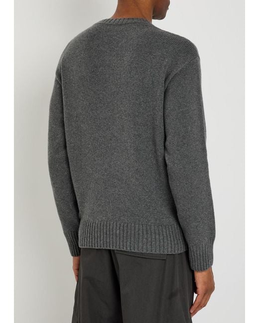 Moncler Gray Logo-Appliqué Wool And Cashmere-Blend Jumper for men