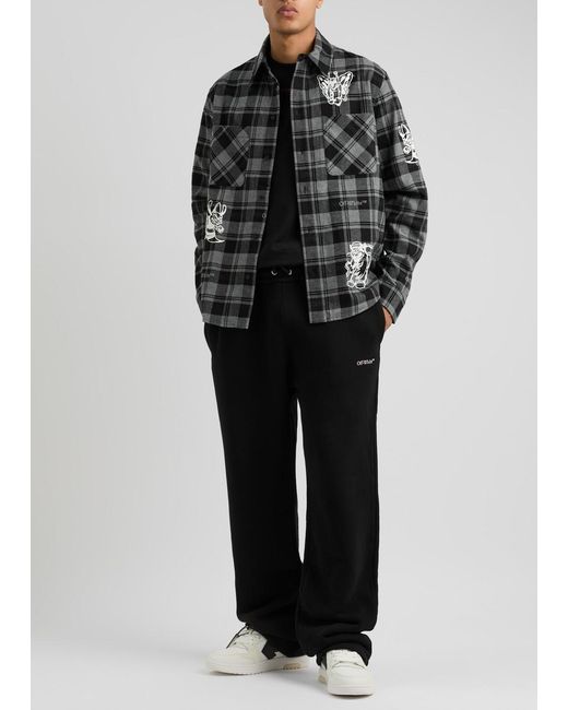 Off-White c/o Virgil Abloh Black Off- Printed Checked Flannel Shirt for men