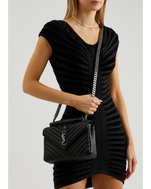 Saint Laurent Black College Medium Leather Shoulder Bag