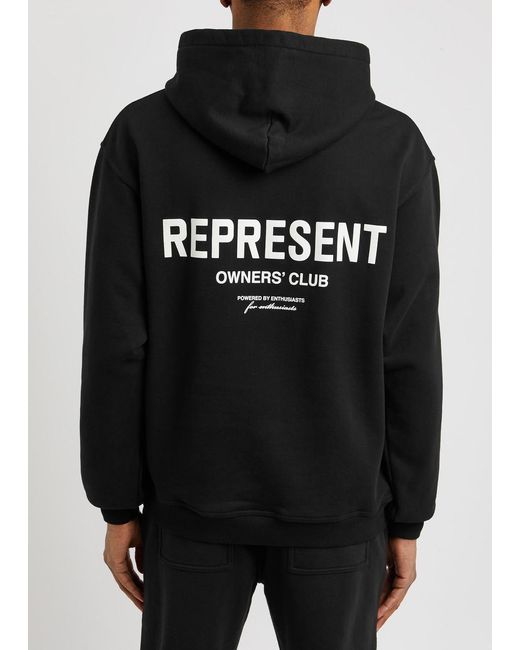 Represent Black Owners Club Hooded Cotton Sweatshirt for men