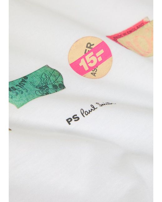 Paul Smith White A Row Printed Cotton T-Shirt for men