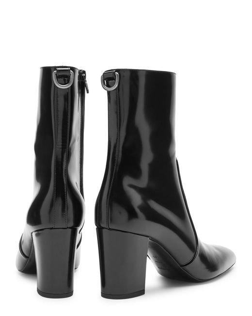 Saint Laurent Black Joelle 70 Leather Ankle Boots