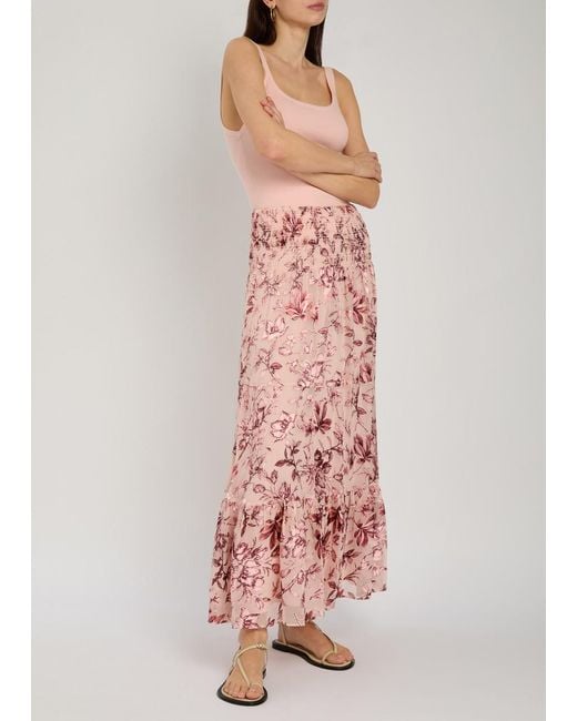 Alice + Olivia Red Stevie Devoré Chiffon Maxi Skirt