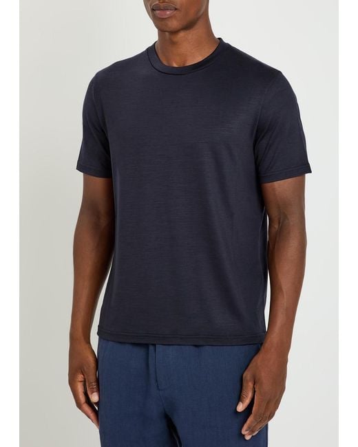 Herno Blue Wool-Jersey T-Shirt for men