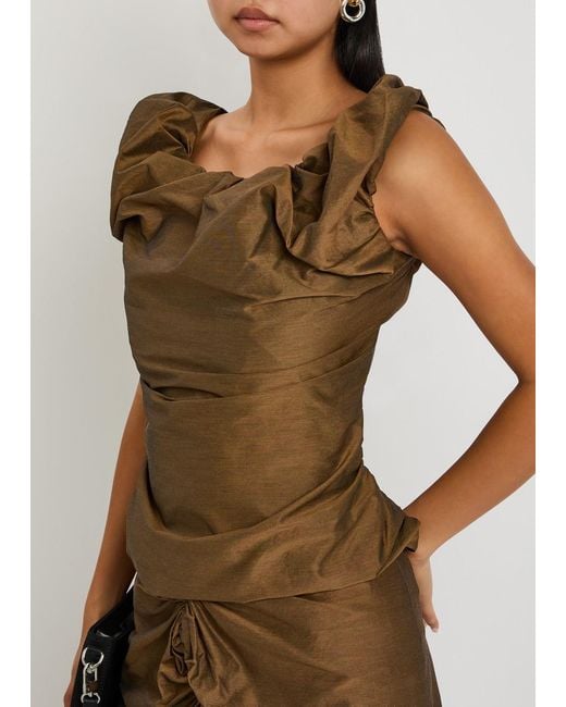 Vivienne Westwood Brown Ginnie Draped Cotton-Blend Top