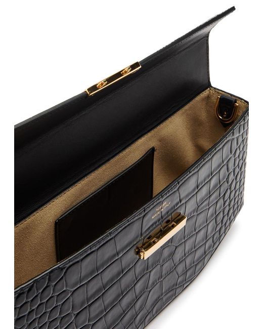 Totême  Black Crocodile-Embossed Leather Shoulder Bag