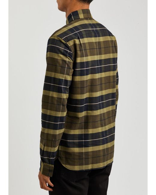Fred Perry Green Checked Logo Flannel Shirt for men