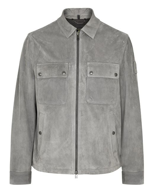 Belstaff Gray Tour Suede Overshirt for men