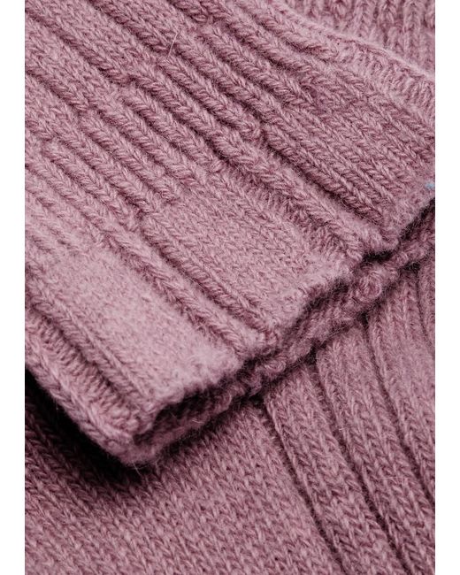 Falke Pink Bedsock Rib Wool-blend Socks