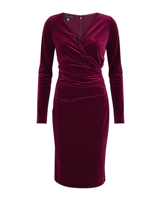 Talbot Runhof Purple Gathered Velvet Midi Dress