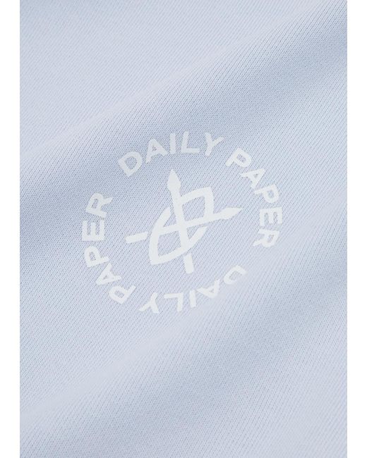 Daily Paper Blue Circle Logo-Print Hooded Cotton Sweatshirt for men