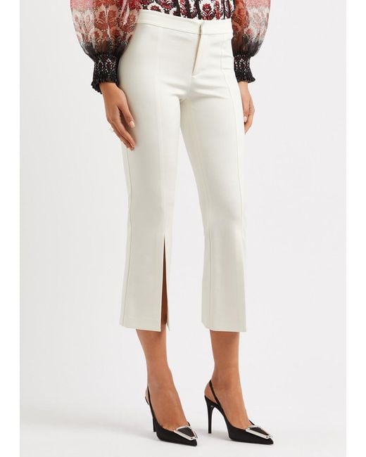 Alice + Olivia White Alice + Olivia Walker Cropped Stretch-jersey Trousers