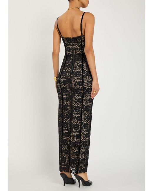 Alice + Olivia Black Carissa Floral-Lace Maxi Dress