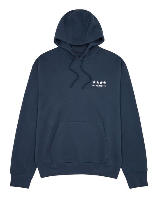 Givenchy Blue Logo Hooded Cotton Sweatshirt for men