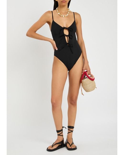 Lisa Marie Fernandez Black Three Tie Maillot Swimsuit
