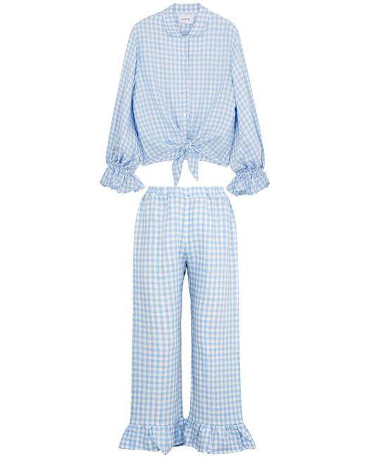 Sleeper Blue Rumba Checked Shirt And Trousers Set