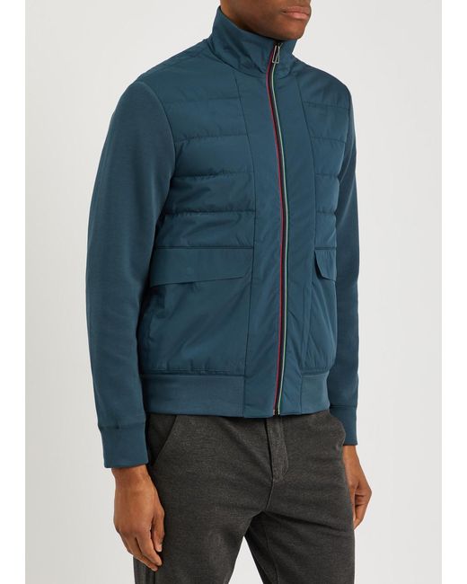 PS by Paul Smith Blue Quilted Shell And Jersey Jacket for men