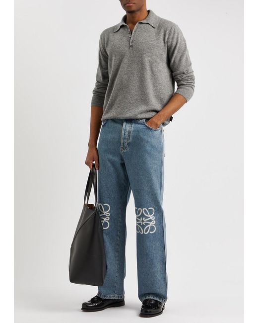 Loewe Gray Cashmere Polo Jumper for men