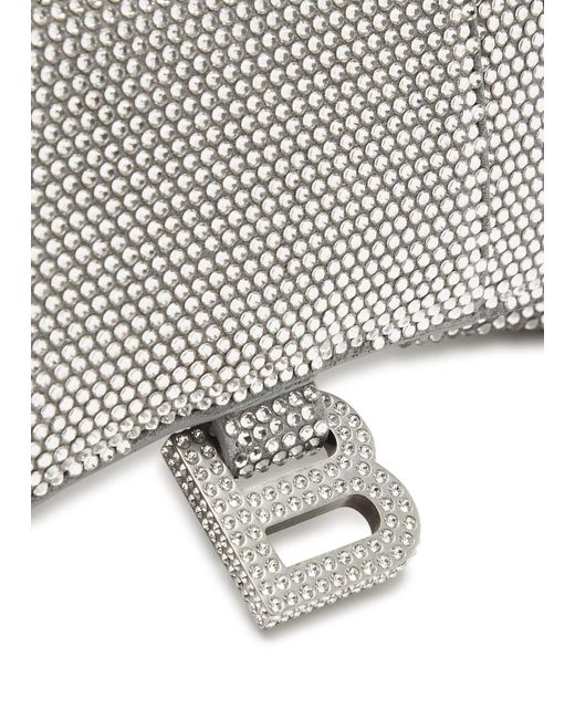 Balenciaga Gray Hourglass Crystal-embellished Wallet-on-chain