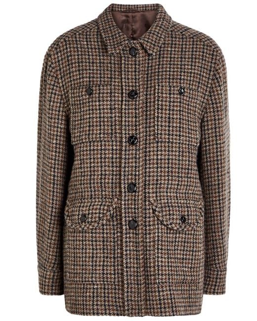 Blazé Milano Brown Lokai Houndstooth Wool-Blend Jacket
