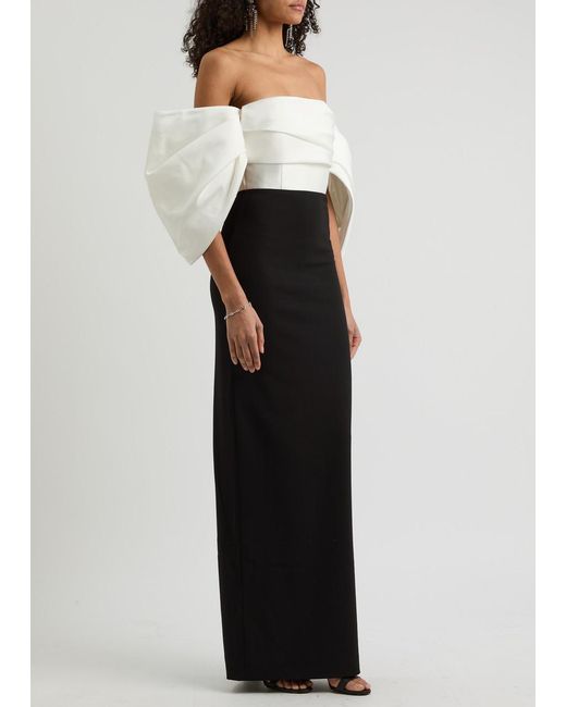 Solace London Black Arla Off-The-Shoulder Gown