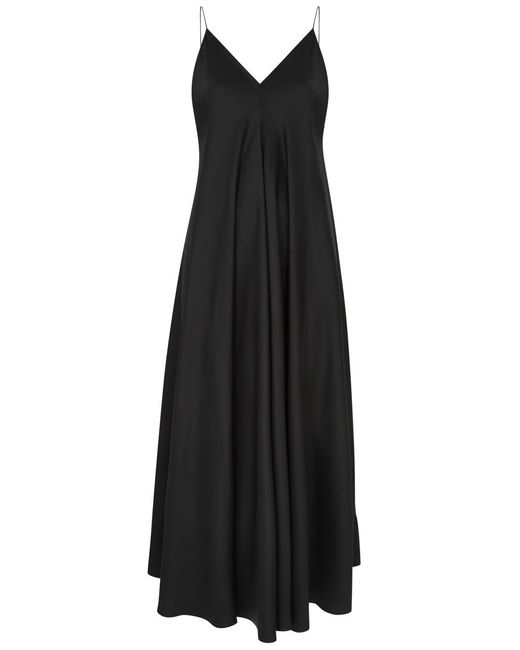 Rohe Black Silk-Satin Midi Slip Dress