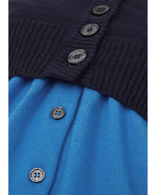 MERYLL ROGGE Blue Layered Cashmere Cardigan Set