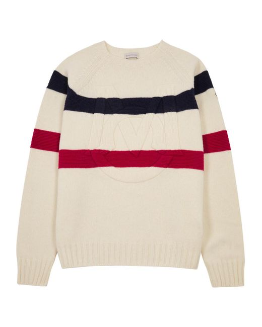 Moncler Pink Striped Logo Wool And Cashmere-blend Jumper for men