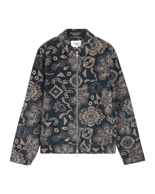 Wax London Gray Park Floral-Embroidered Corduroy Jacket for men