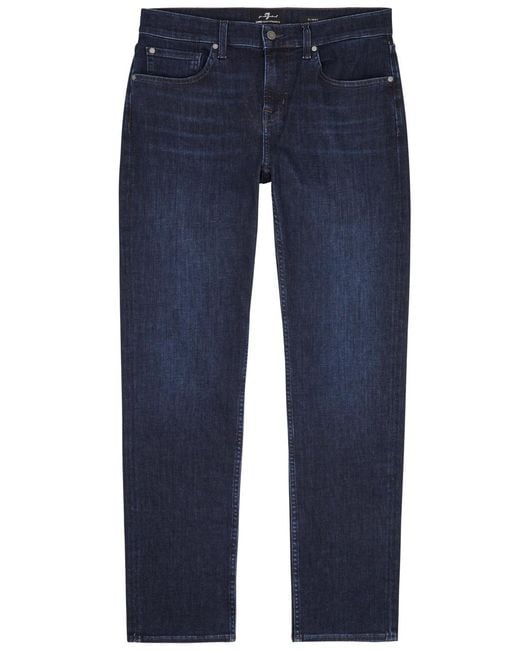 7 For All Mankind Blue Slimmy Luxe Performance Jeans for men