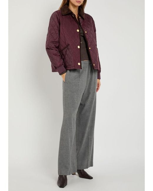 Barbour Purple Marla Quilted Cotton And Shell Jacket